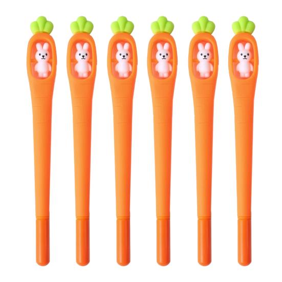 

Cute Rabbit Carrot Shape Gel Pens Smooth Writing Cartoon Ink Pens for Note Taking And School Use Fun Animal Novelty Pens for Teens And Office 6pcs A