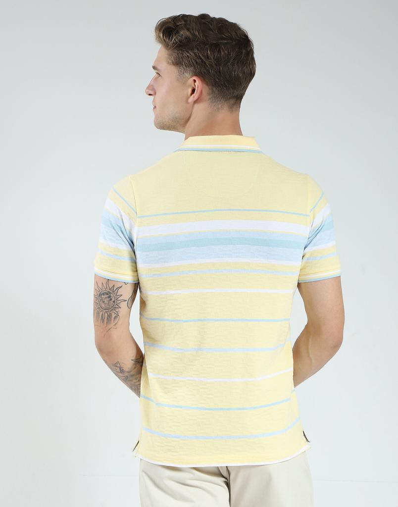 Herren Regular Fit Gestreiftes Polo T-Shirt | Halbarm | Kragenhals | Freizeit T-Shirt für Herren