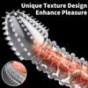 Textured Silicone Delay Sleeve with Studded Surface Male Enhancement Endurance Trainer with Anal Stimulation Reusable Discreet Adult Toy