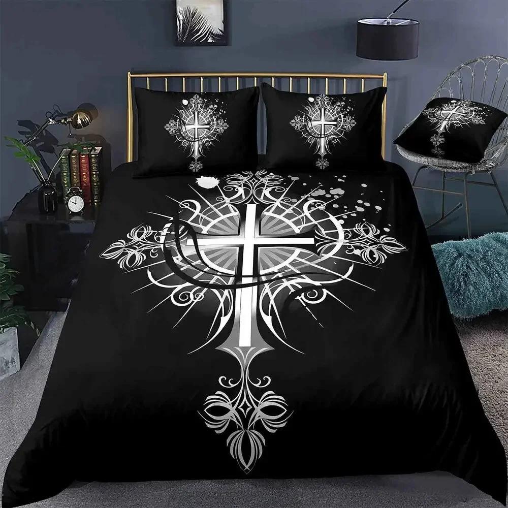 Jesus Cross Christian Christ Believer Comfortable Duvet Cover Pillowcase Bedding Set Children Bedroom Decoration Home Textile