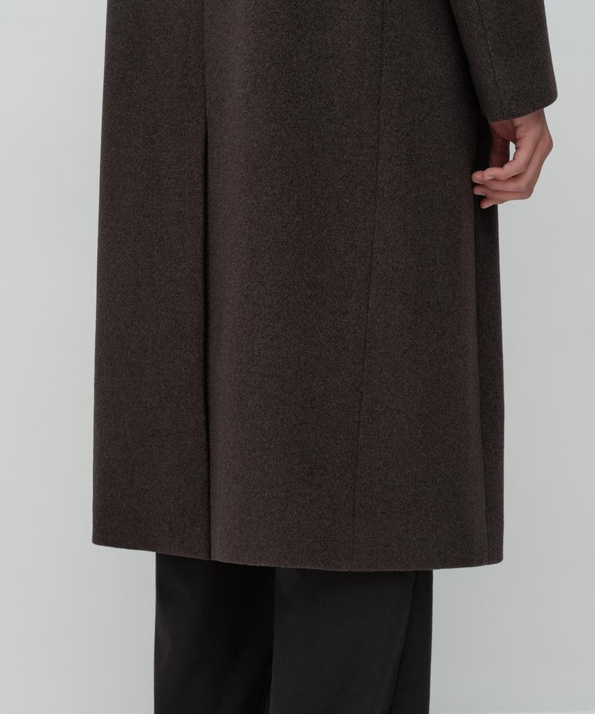 MUSINSA STANDARD Cashmere Blend Daddy Shoulder Double Long Coat [Heather Brown]
