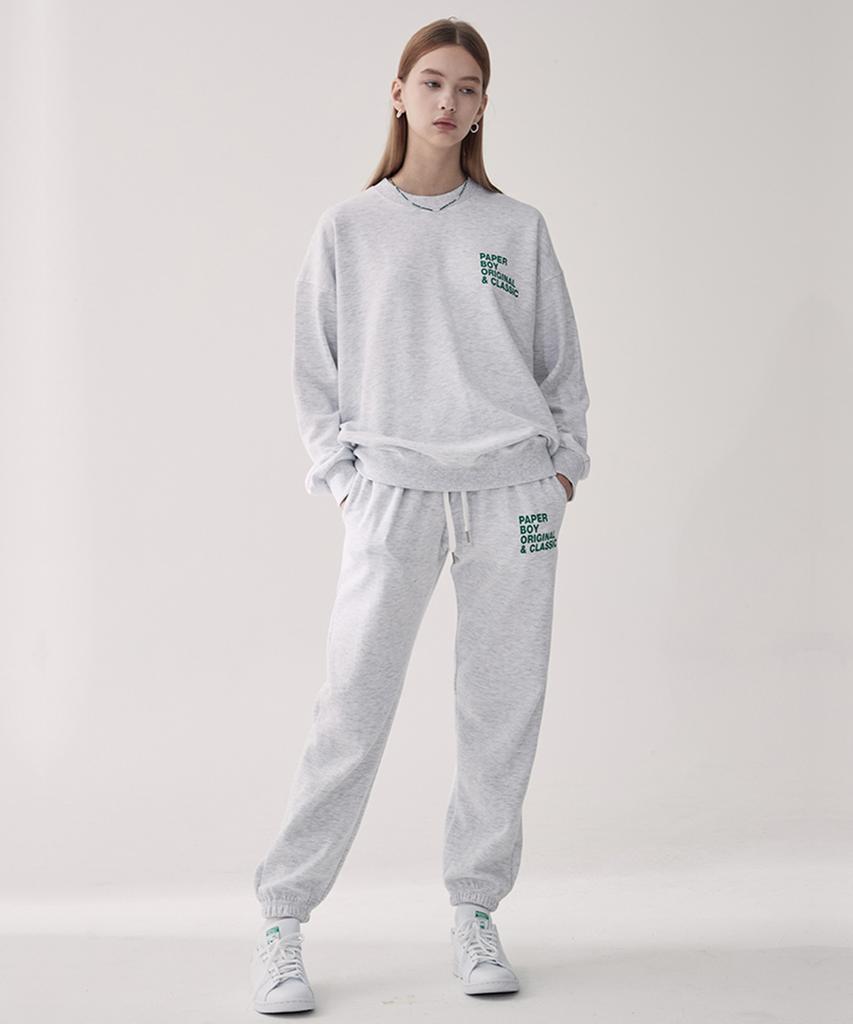 PAPERBOY [Set] Classic Sweatshirt & Sweatpants Setup - White Melange