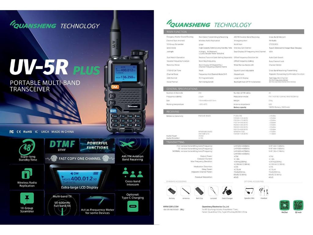 Quansheng UV-K5 Series Dual-Band High-Power Outdoor Walkie-Talkie