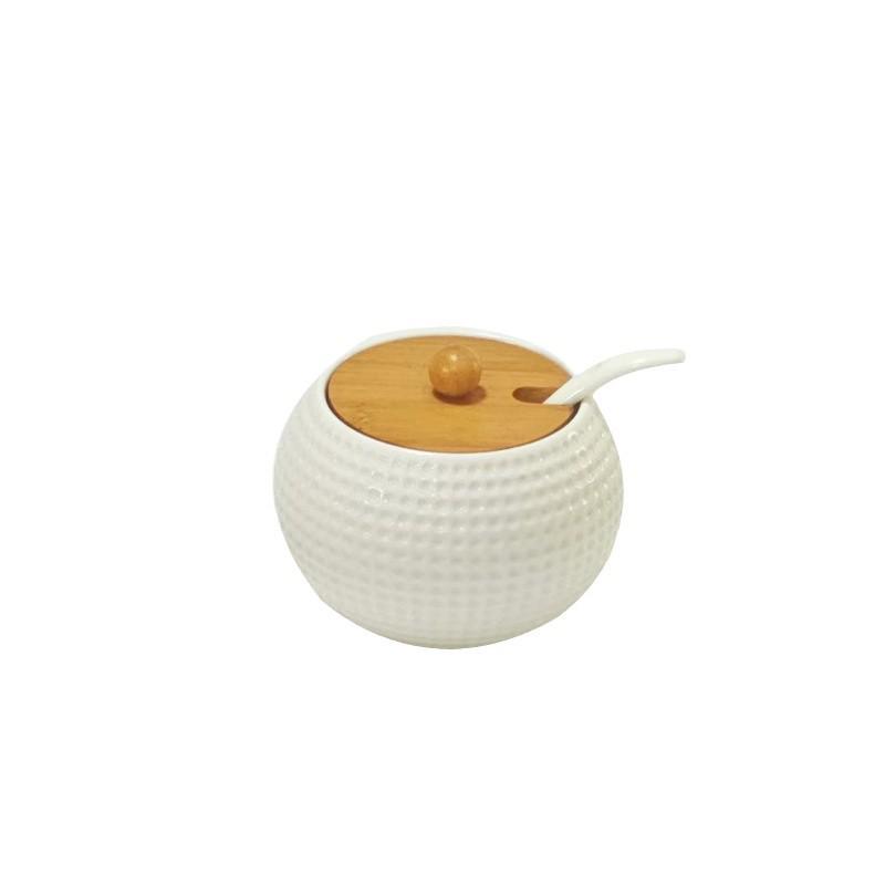 Keramikglas-Gewürzglas mit Deckel und Löffel - Einzelnes kreatives Design