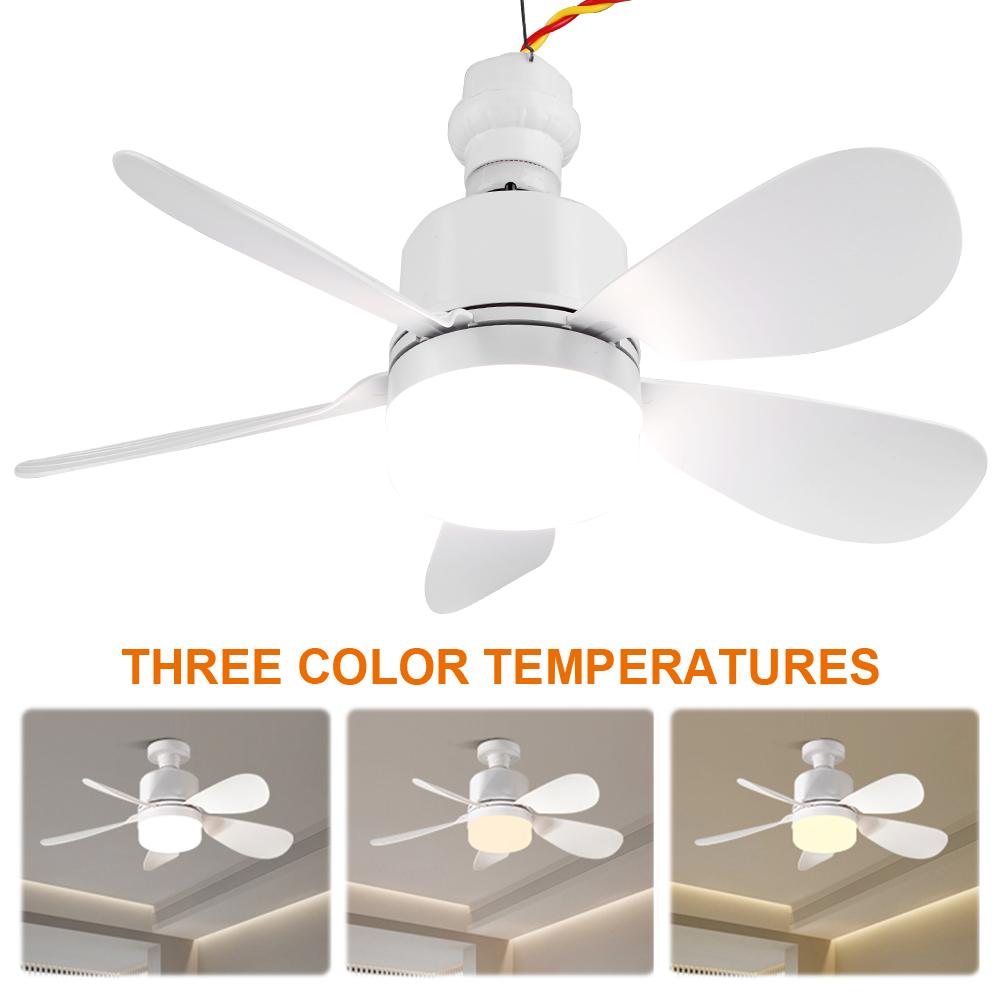 2 In 1 Hanging Fan with LED Light Warm Light Electric Cordless Fan Detachable Five Leaf Fan for Dining Room Bedroom Living Room