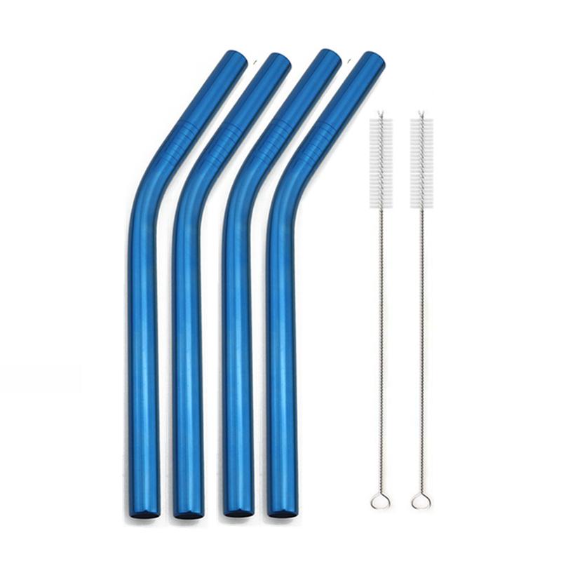 12x215mm Reusable 304 Stainless Steel Drinking Straws Set Eco-Friendly Metal Straw for Smoothie Boba Bubble Tea Milkshakes