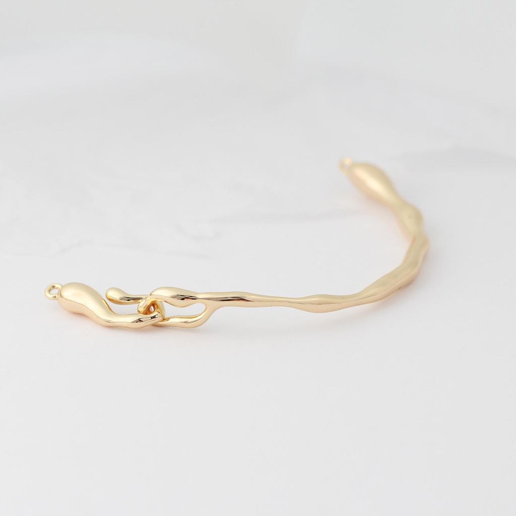 18K Gold & White Gold Pearl Bracelet with Irregular Branch and Bent Tube Design