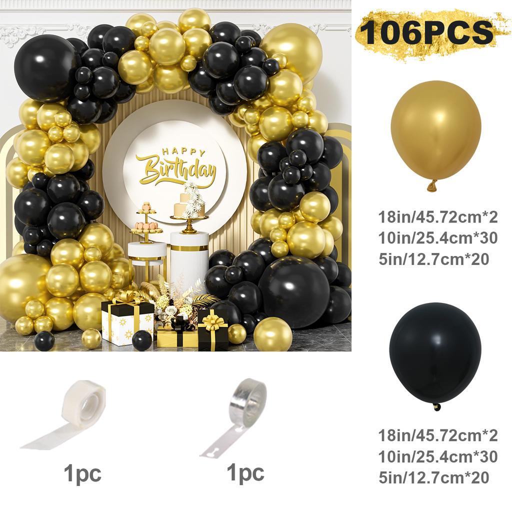 Schwarz Gold Luftballons Girlande Bogen Set Happy Birthday Party Deko Kinder Erwachsene Hochzeit Geburtstagsparty Zubehör Gastgeschenke Jahrestag