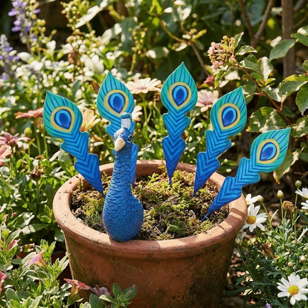 Splicing Design Garden Peacock Stakes Detachable Resin Peacock Figurine Backyard