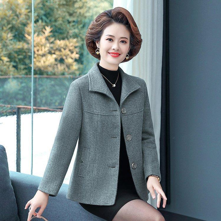 Spring & Autumn Stylish Wool Coat for Middle-Aged Women - 2025 New Collection