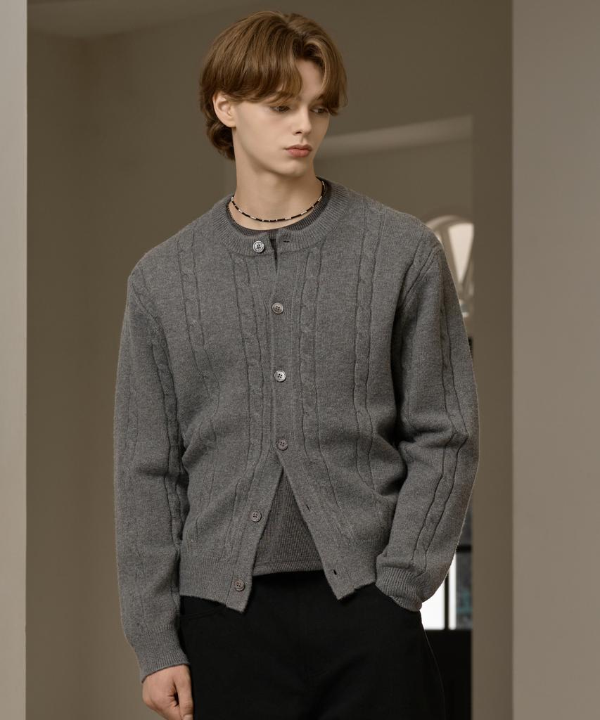 Hyoji Fw Washable Cable Round Crop Knit Cardigan (3 Colors)