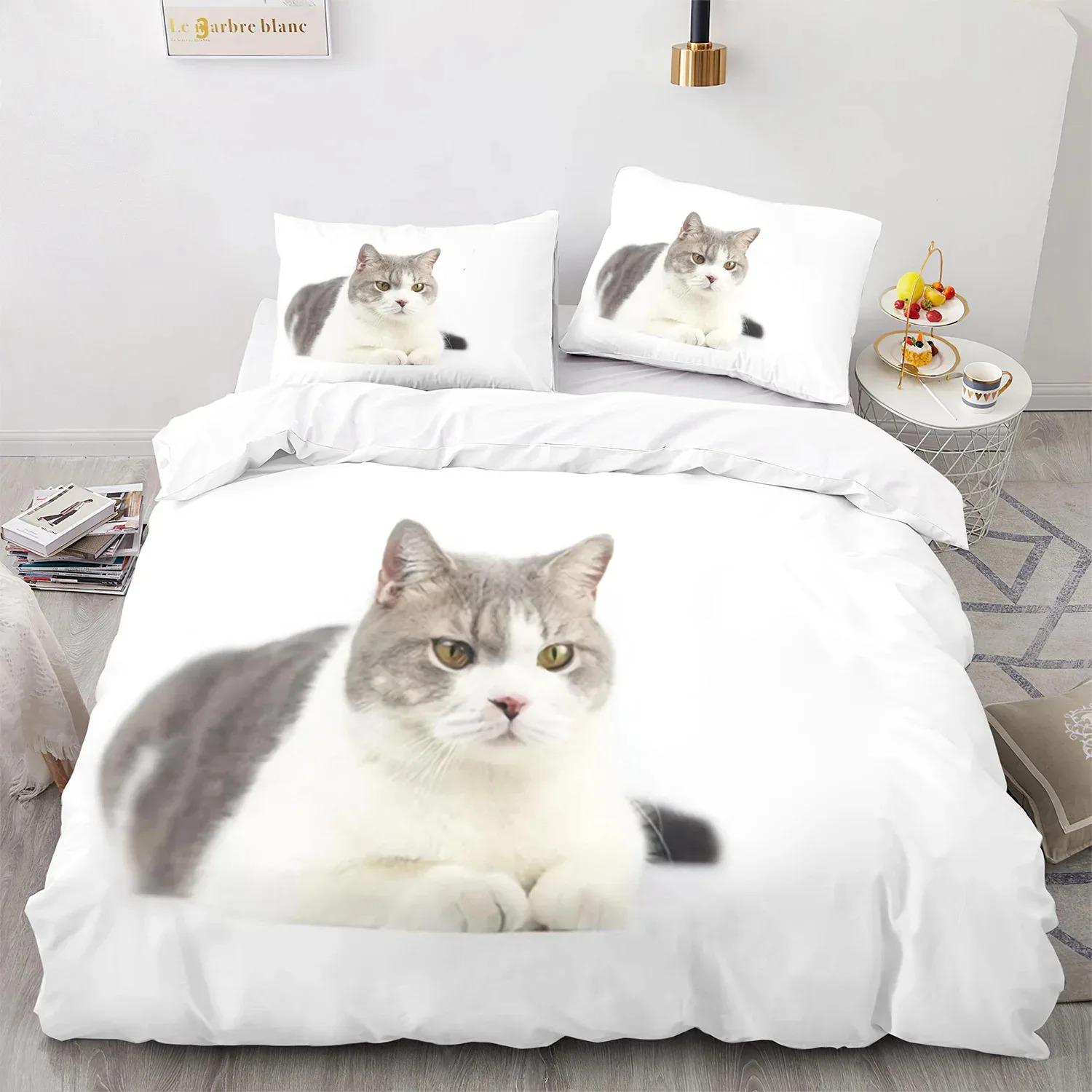 

Comforter Cute Cat Animal 3D Bedding Set Comforter Linen S Home Decor Gift Single Double Twin King Queen Comforter (quilt)-EU Single(135*200cm)3pcs