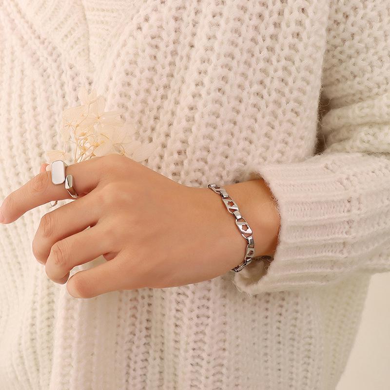 Korean Ins Style Hollow Flower Pattern Couple Bracelet - Trendy Niche Design
