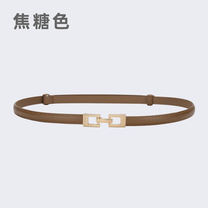 Leather Pair Buckle Adjustable Thin Belt Decoration With Skirt Waist Free Punching Small Belt