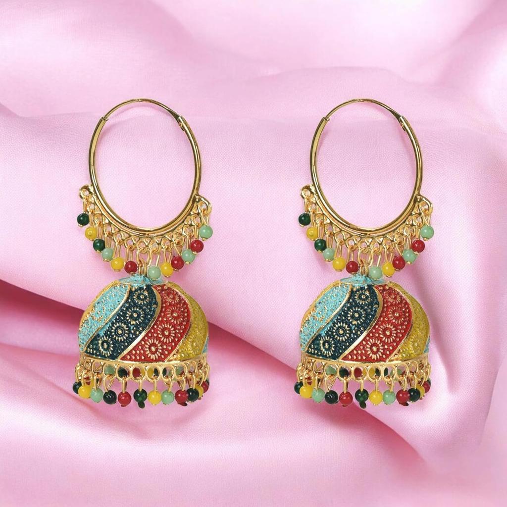 Traditional Multicolor Jhumka Earring for Women and Girls, Indian Ethnic Alloy Jhumki Earrings (Multi)