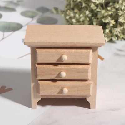 1/12 Dollhouse Miniature Wood Bedside Cabinet Model Furniture Accessories