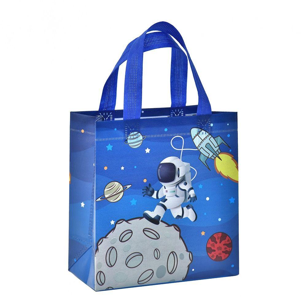 The New Non-woven Fabric Printed Handbag Cartoon Print Astronaut Toy Storage Backpack Large Capacity Candy Gift Bag