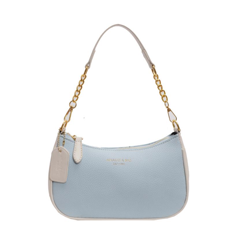 Women s 2024 Cross-Border Fashion Underarm Textured Color Block Tote Handbag