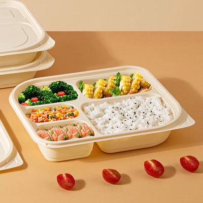 Sai Zhuo 5-Compartment 1250ML Biodegradable Corn Starch Lunch Boxes (200 Count)