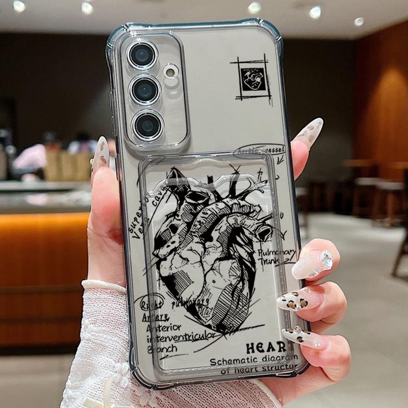 Heart Eample Diagram Phone Case For Samsung Galaxy A56 A55 A35 A15 A16 5G S25 S24 S22 Ultra S23 S24 FE Card Bag Wallet TPU Cover