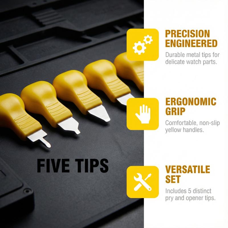 5-Piece Watch Repair Tool Set: Case Opener and Prying Knife for Battery Replacement