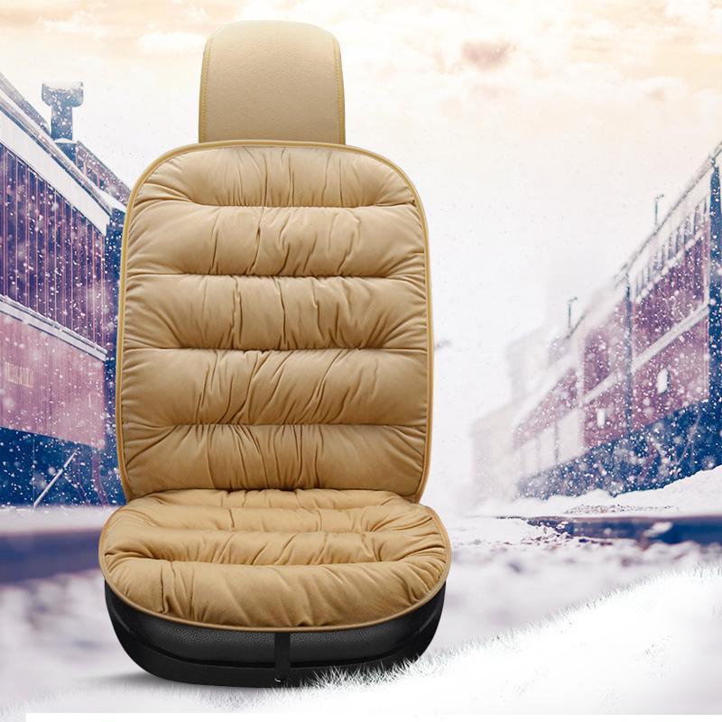 Universal Luxury Car Seat Cover Cushion Thickened Warm Plush Cotton Non-slip Seat Cover Car Winter Interior Simple Solid Color