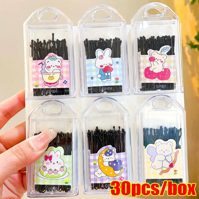 

30 шт., черные заколки для волос с мультяшной коробкой, заколки для волос для женщин и девочек, U-образные заколки для волос, заколка для невесты, салонные заколки для волос, аксессуары