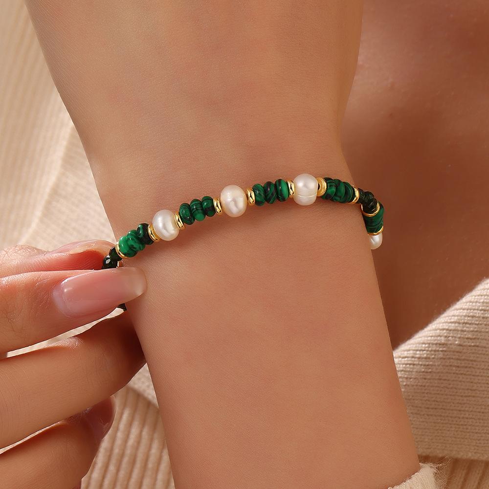 Natural pearl bracelet, retro simple and versatile, high-end, non fading, bracelet, plated with 18k gold, jewelry, women's accessories
