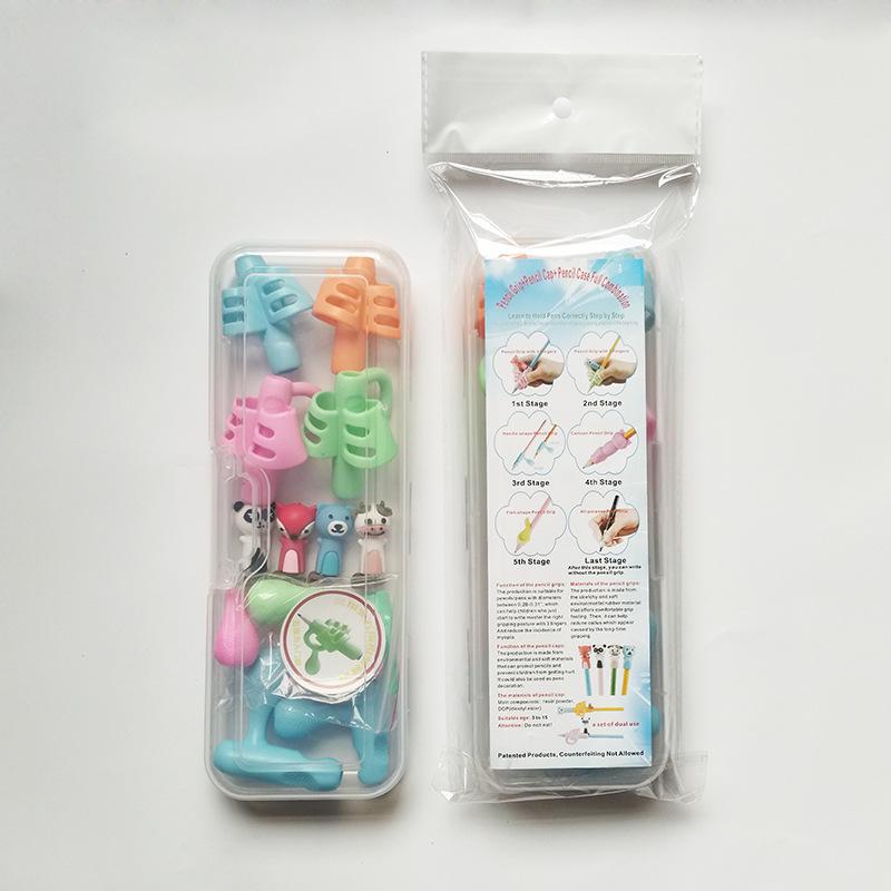 Multi-Grip Writing Corrector & Clear Pencil Case Set for Kids Custom Selection