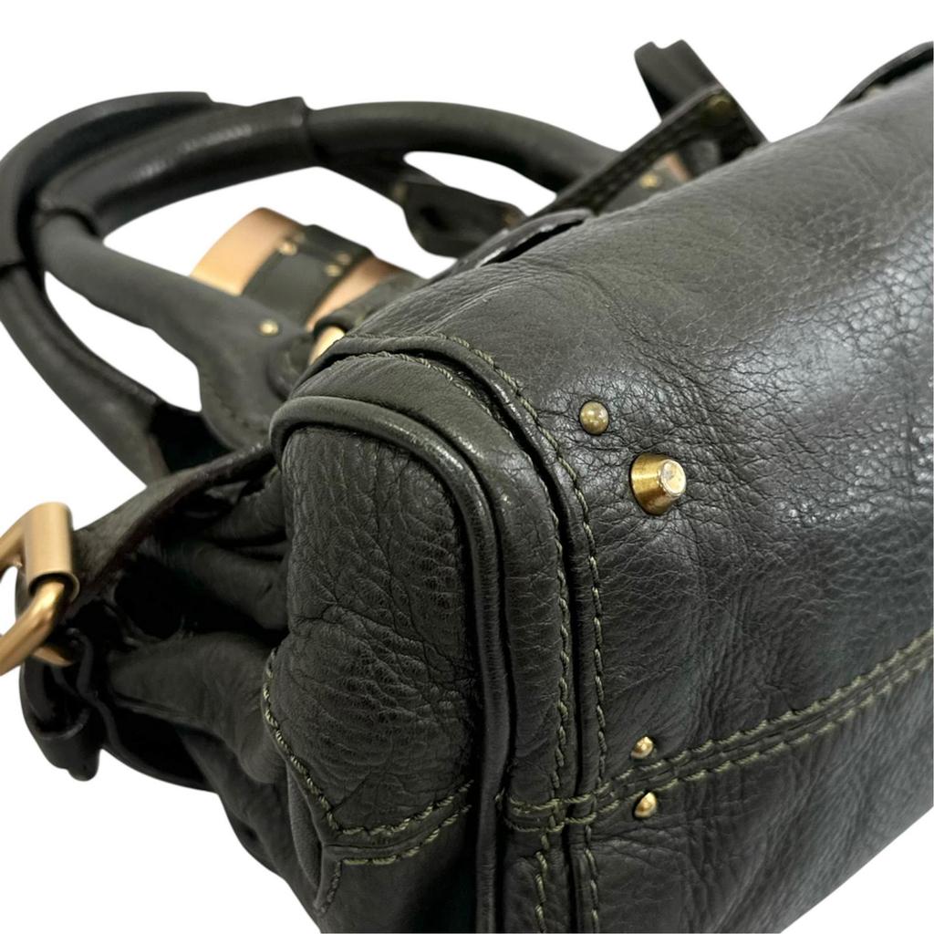 Chloe Paddington Mini Handbag Dark Green Women Used