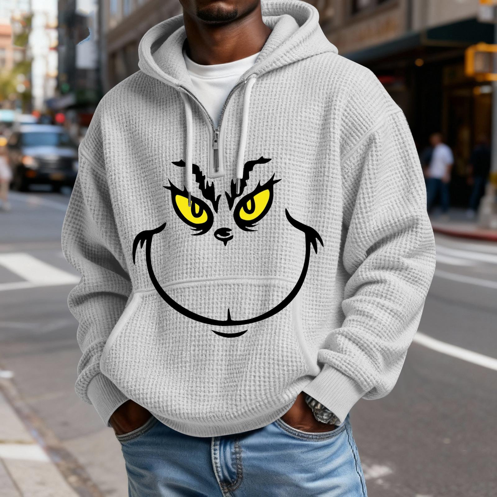 Men s Casual Color Zipper Long Sleeve Hooded Sweatshirt, Everyday Zipper Casual Long Sleeve T-Shirt XL белый