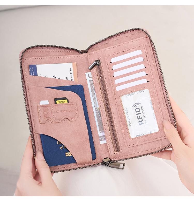 RFID Anti-Magnetic Zipper Passport Wallet: Multi-Function ID & Ticket Holder
