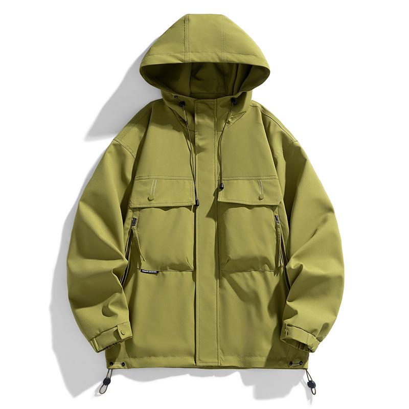 Autumn new outdoor jackets for men and women, trendy windproof and waterproof hooded work jackets, windbreakers, jackets for men