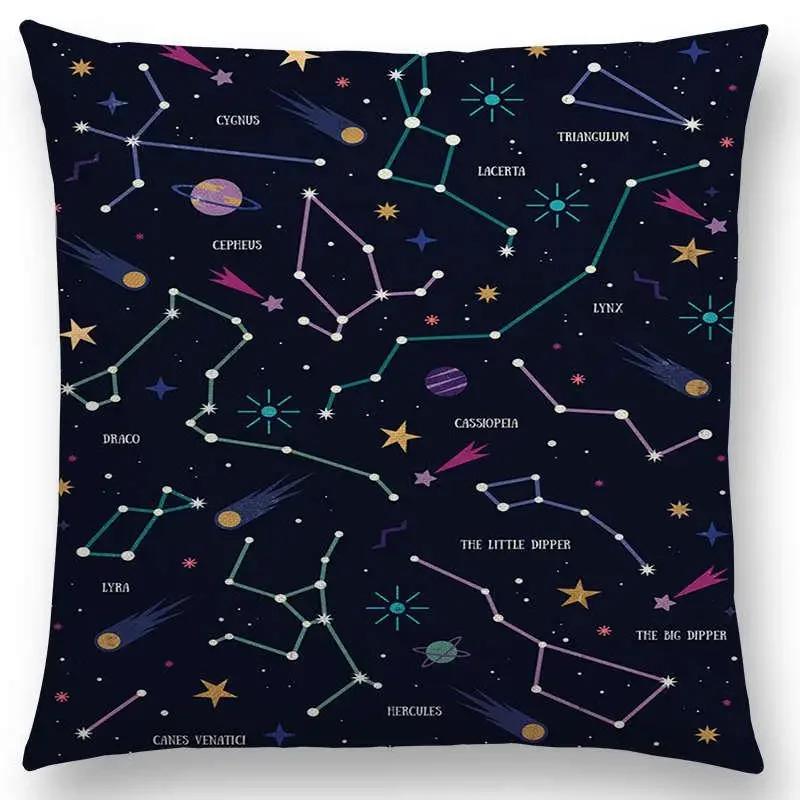 Neueste Schwarzer Hintergrund Mond Sterne Meteor Sternbild Galaxie Sofa Kissenbezug Katze Bär Hase Reh Vogel Kissenbezug