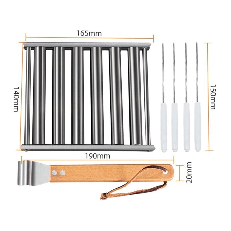 Stainless Steels Hot Dog Roller Sausage Roller BBQ Sausage Roller Rack Anti Scald Barbecue Sausage Roller 6 Roller