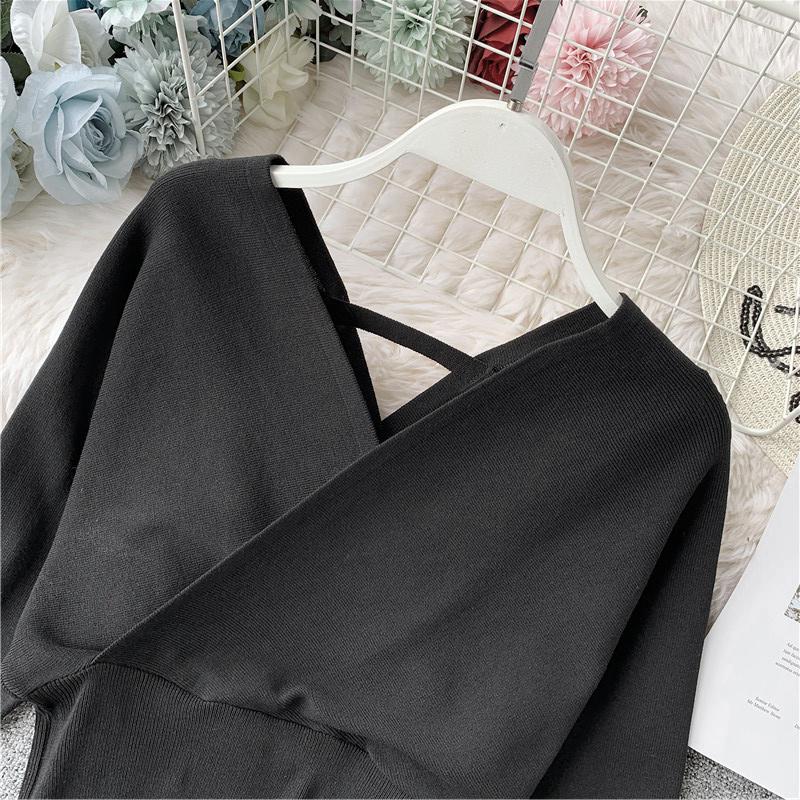 YYFS Damenmode, lässig, Frühling und Herbst, einfarbig, langärmelig, V-Ausschnitt, Blusen und Hemden