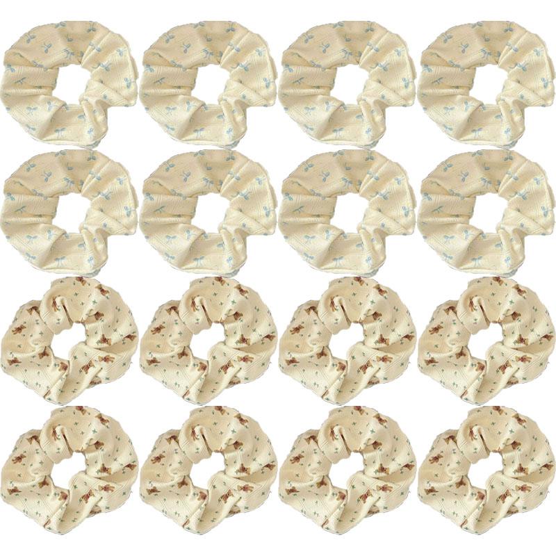 Retro American Bear Hair Ring Women Floral Bow High Elastic Scrunchie Simple Hair Accessories