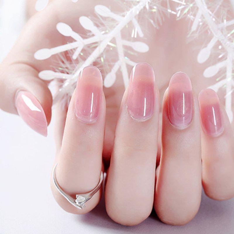 

Розовые наклейки для ногтей Накладные ногти Прозрачный типс Минималистичный Желейный Леди Круглая головка Типс Готовое изделие Средняя длина Длинная длина Водонепроницаемый Pink