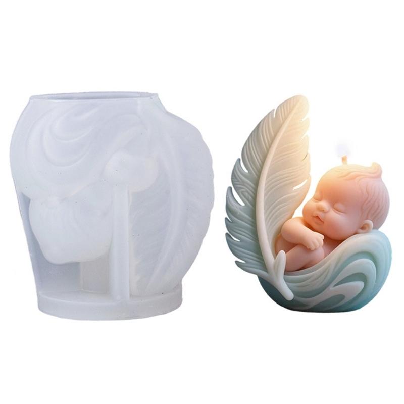 

Easy to Use Silicone Candle Mould Featuring Detailed Sleep Angel Designs for Craft Projects 1