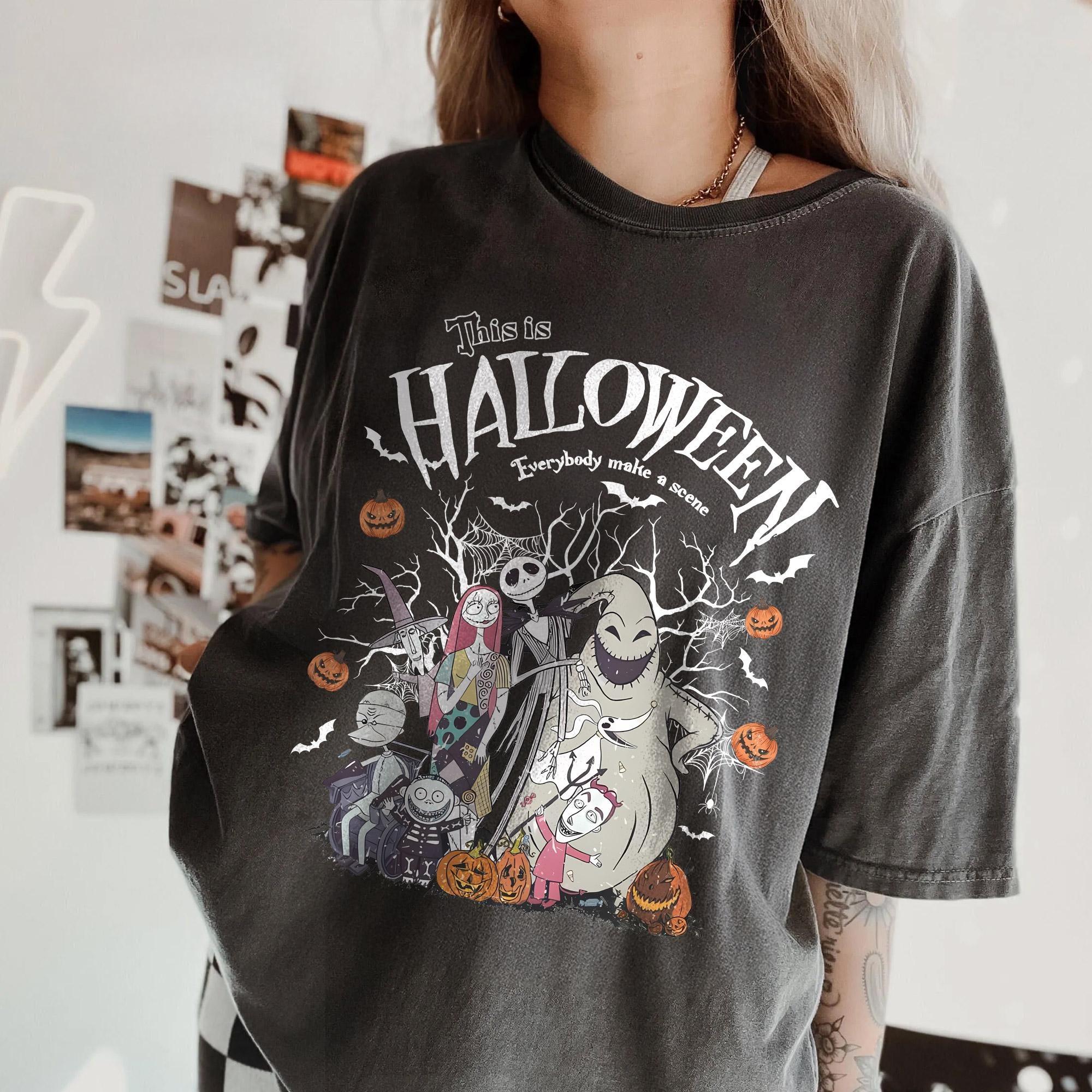 Retro Comfort Colors The Nightmare Before Christmas Shirt Jack Skellington Sally Oogie Boogie Tee S