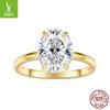 3.5 Carat Zircon Val Cut Engagement Ring Luxury Sparkle S925 Sterling Silver Ring