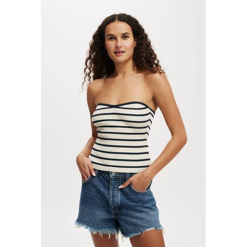 

Australian Niche ~ Cot * on Knitted Tube Top Top Black bars/Tube Top M