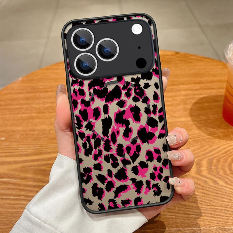 Золотой чехол с принтом леопарда для iPhone 17 Pro Max Чехол iPhone 16 Pro Max 15 14 13 16E 17E Магнитный Для Magsafe Гибридная Матовая Крышка iPhone 15 Pro Max чёрный