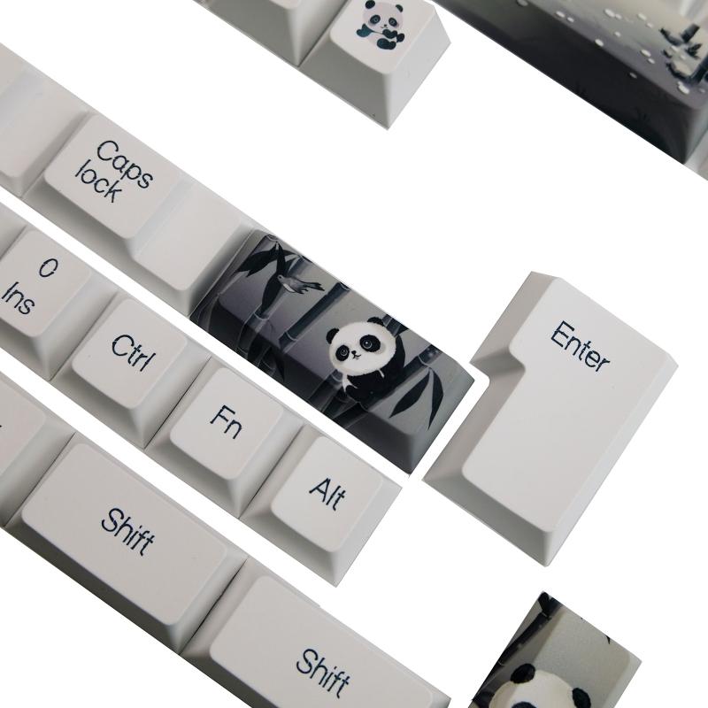 142 Keys  Keycaps Panda  PBT Sublimation Keycap  Profile Fit for 64 68 87 104 Mechanical Keyboard Keycap
