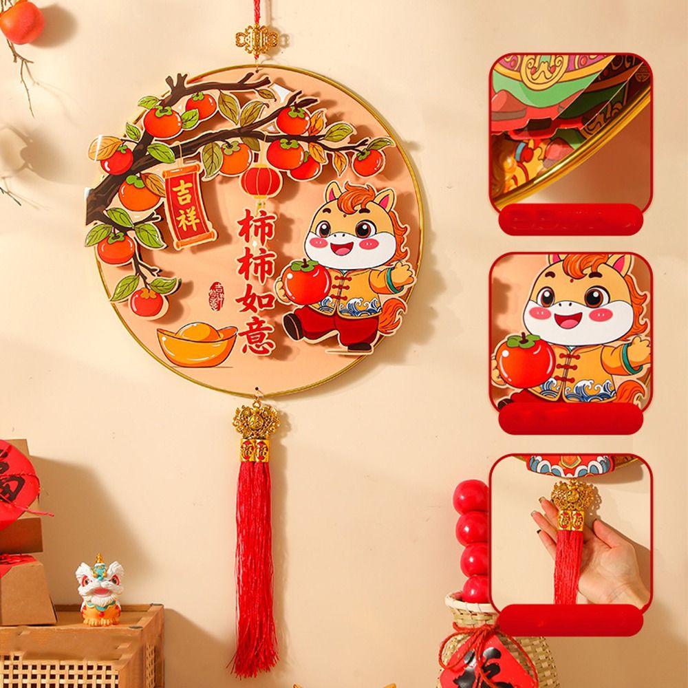 With Tassel 2026 Horse Year Wall Decor Good Fortune Fu Character Pendant  Chinese New Year