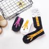 1 Pair Women Stockings Funny Chicken Feet Print Color Matching Over Knee Length Elastic Anti-slip Soft Warm Valentines Day Gift