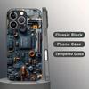 Mechanical internal structure pattern tempered glass phone case suitable for iPhone 17 16 15 14 13 12 11 Pro/Max/Plus shockproof