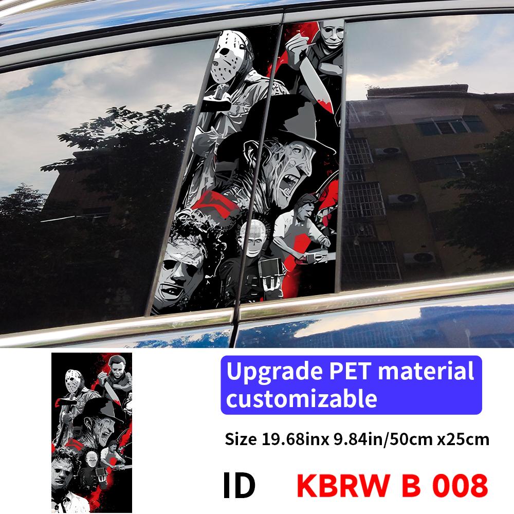 Adesivi per Auto Personaggi Horror Fantasma Halloween Montante B Auto Copertura Decorativa Impermeabile Graffi Portiere Auto Montante Parasole Decalcomanie