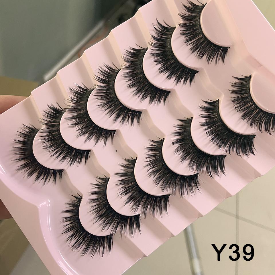 RED SIREN Lashes Mink Fluffy 7 Pairs / pack Natural Wispy Messy Manga Lashes Free Shipping False Eyelashes Makeup