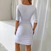 European, American Spring and Summer New Women's Clothing Sexy Dress Fashionable Versatile V-neck Slim Temperament Hip Skirt Women